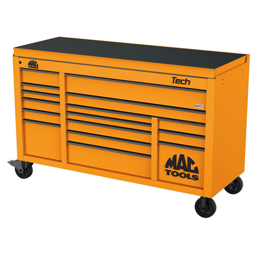 Tech™ Series 16-Drawer Drop Top Workstation - Fireball Orange