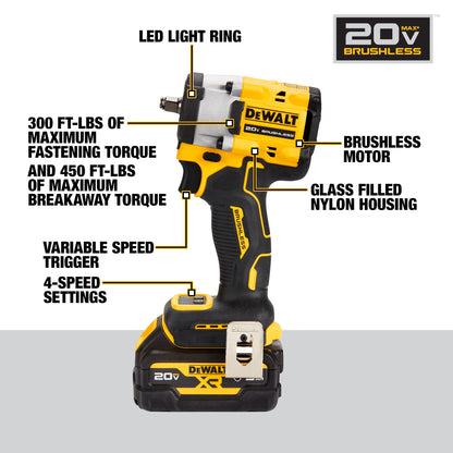 DEWALT® ATOMIC™ 20V MAX* 3/8" Cordless Compact Impact Wrench with Hog Ring Anvil Kit