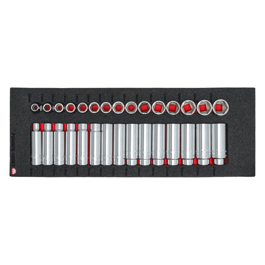 30-PC. 1/2" Drive Metric Socket Foam Set