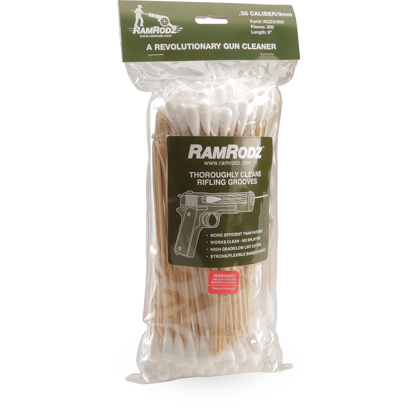 RamRodz™ Barrel Cleaner .38 Caliber/9mm - 200-PK.