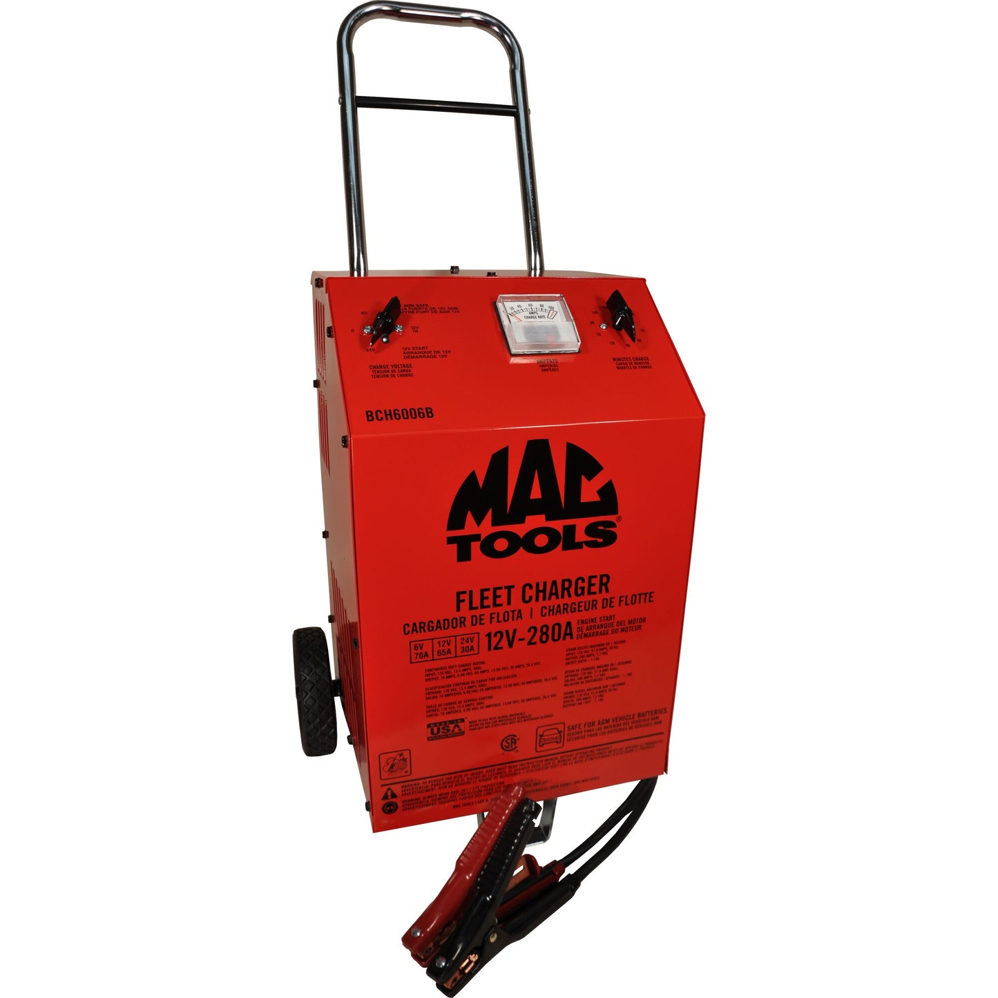 6/12/24V Heavy-Duty Fleet Wheeled Battery Charger