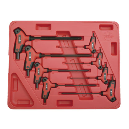 8-PC. Metric Bi-Material T-Handle Ball-End Hex Key Set