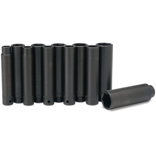 11-PC. 1/2" Drive SAE Extra-Deep Impact Socket Set - 6-PT.