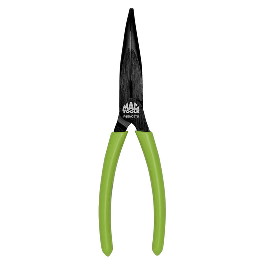 8" Bent Long-Nose C.S.T. Pliers With Cutter HI-VIZ Green
