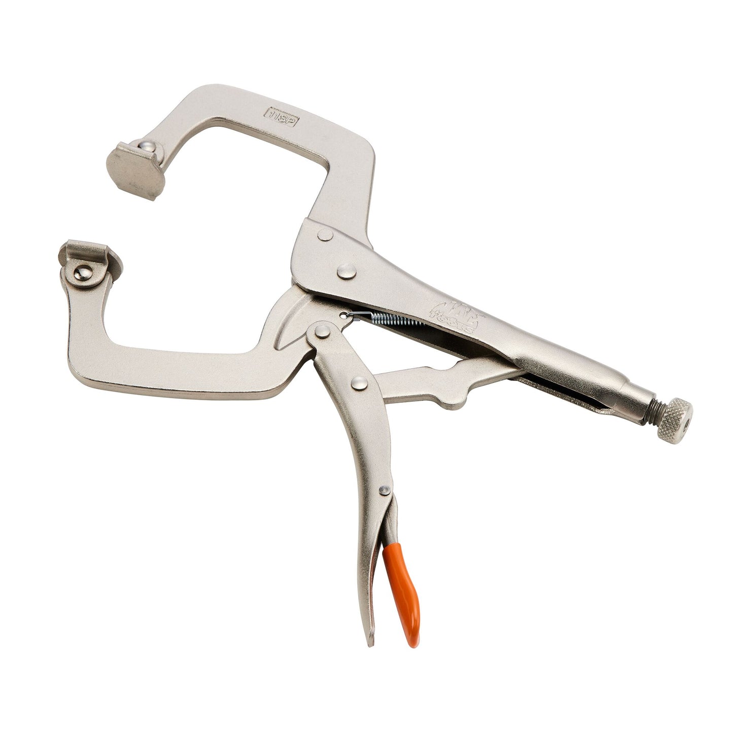 11" C-Clamp Trigger Release Locking Pliers with Swivel Pads  - Orange