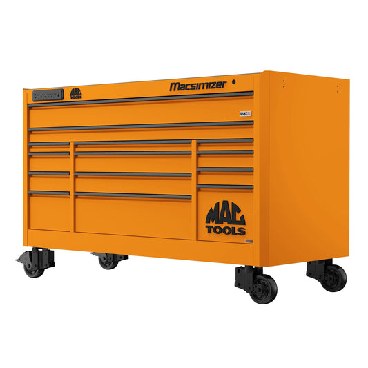 Macsimizer® Series 14-Drawer Workstation with PowerTech™ Drawer - Fireball Orange