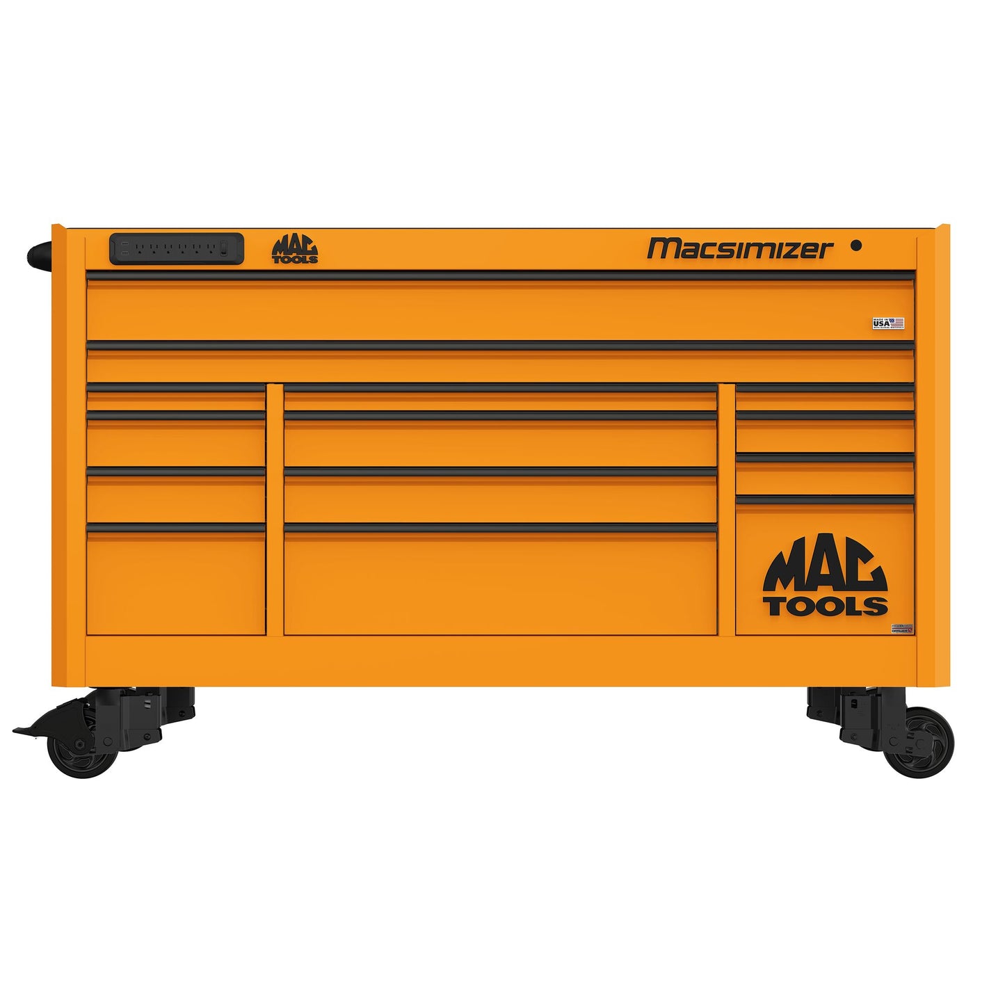 Macsimizer® Series 14-Drawer Workstation with PowerTech™ Drawer - Fireball Orange
