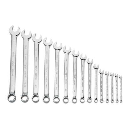 15-PC. SAE Knuckle Saver Combination Wrench Set - 12-PT.