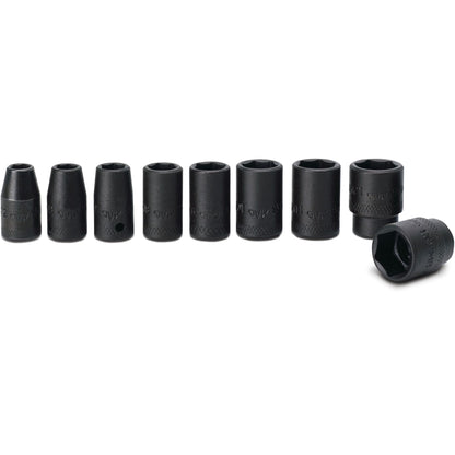 9-PC. 1/4" Drive Metric Impact Socket Set - 6-PT.