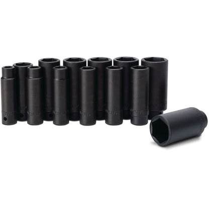 13-PC. 1/2" Drive SAE Deep Impact Socket Set - 6-PT.