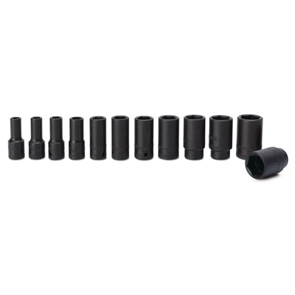 Socket Set, Intermediate Impact Metric in Metal Tray 1/4" Drive - 12-PC.