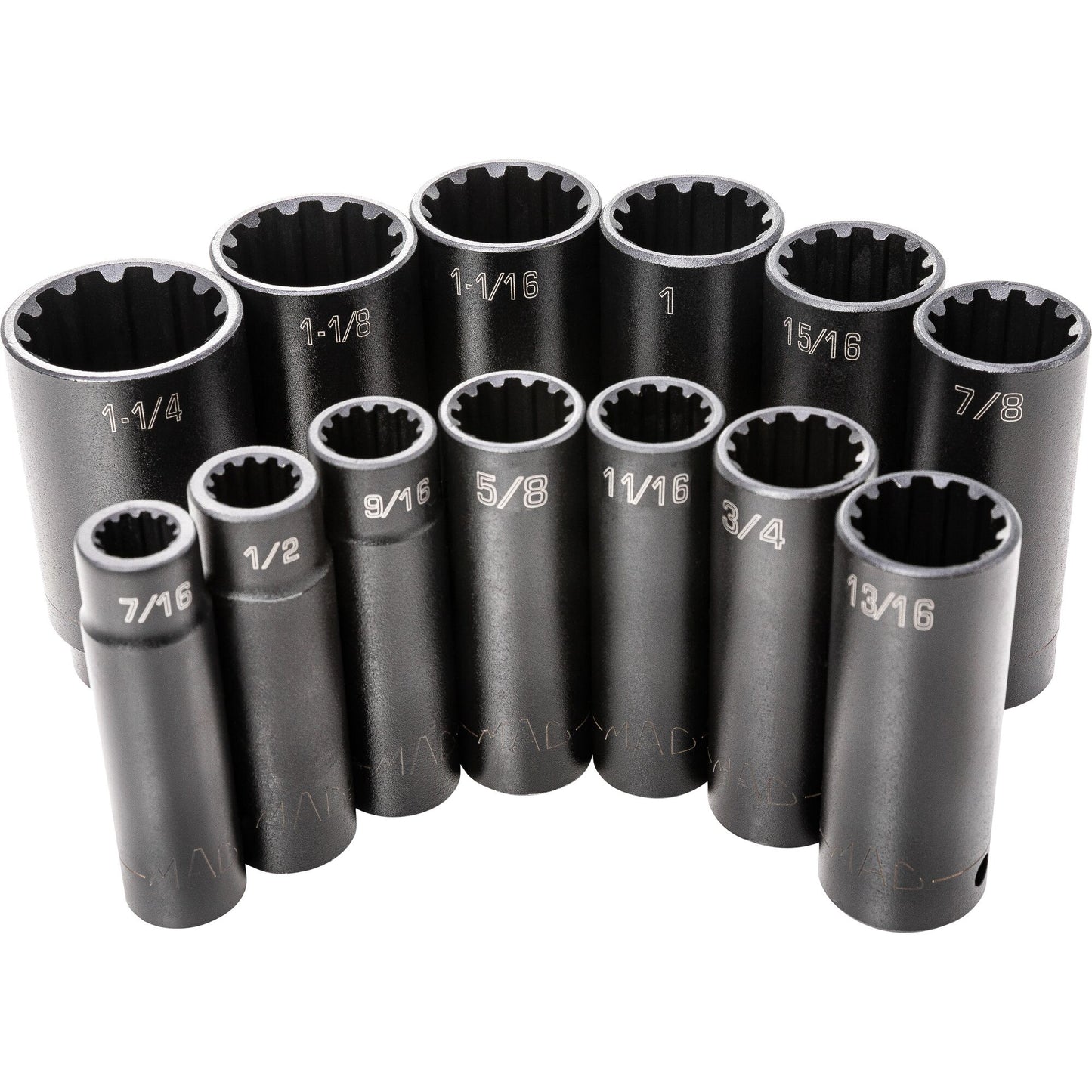 13-PC. 1/2” Drive SAE Deep Spherical Impact Socket Set