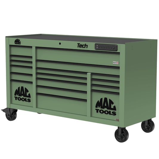 Tech™ Series 16-Drawer Workstation with PowerTech™ Drawer - Olive Green