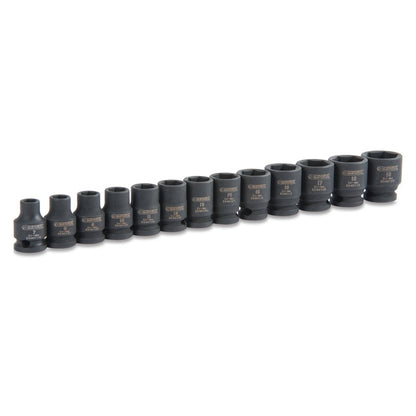 13-PC. 3/8" Drive Metric Impact Socket Set - 6-PT.