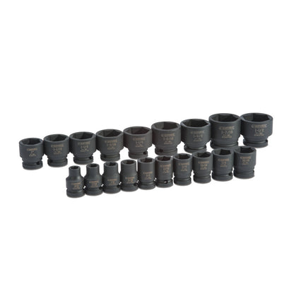 19-PC. 1/2" Drive Impact Socket Set - 6-PT.