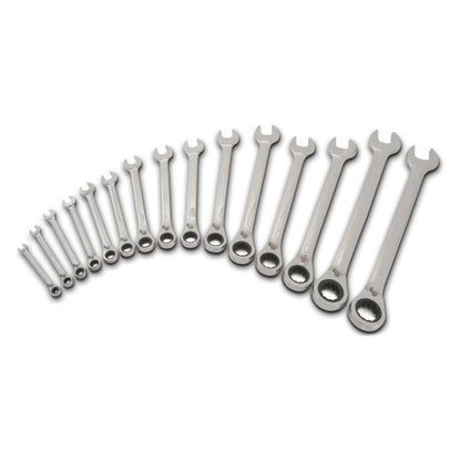 15-PC. SAE Reversible Combination Ratcheting Wrench Set - 12-PT.