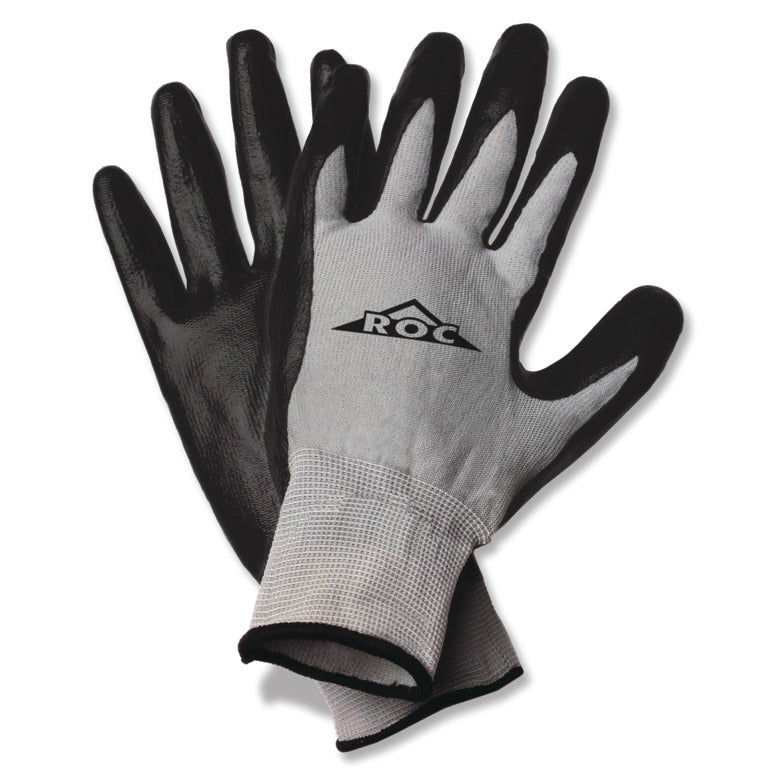 Black Nitrile-Dipped Gloves Large - Gray - ROC10TL