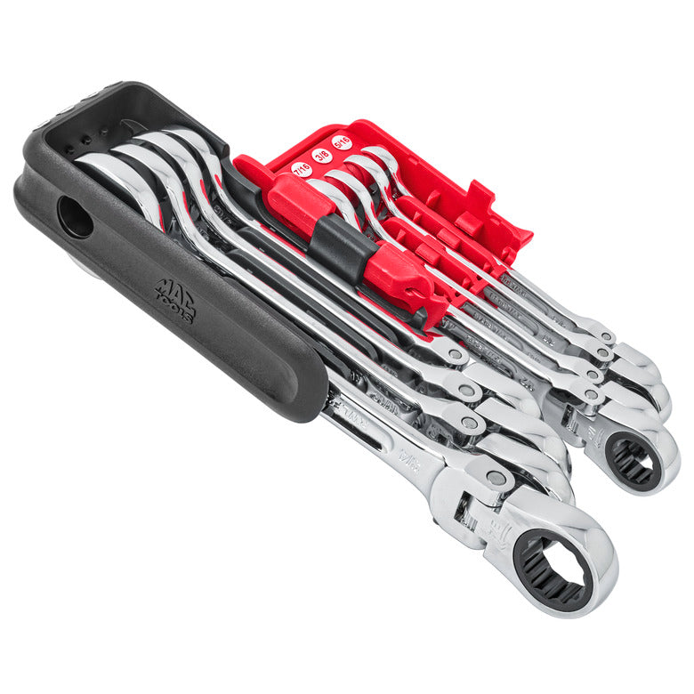 8-PC. SAE Locking Flexible-Head Ratcheting Wrench Set