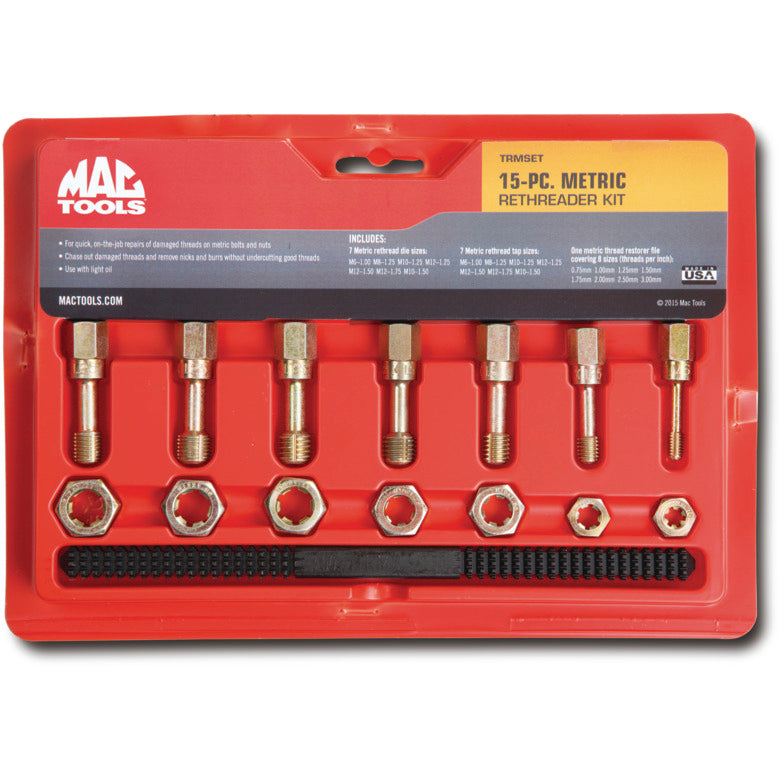 15-PC. Metric Rethreader Tap, Die, and File Set - TRMSET | Mac Tools